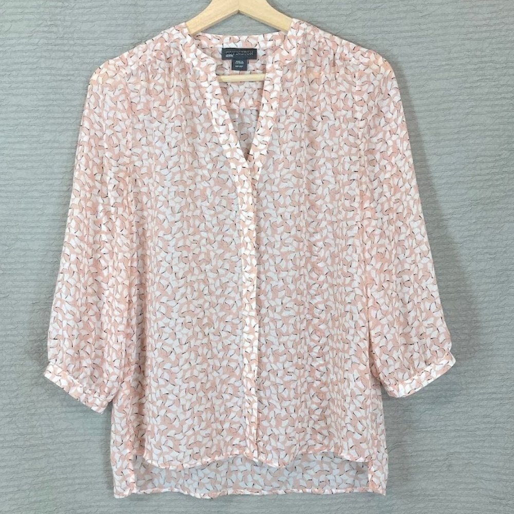 Sheer V-Neck Pink/White Covington Blouse